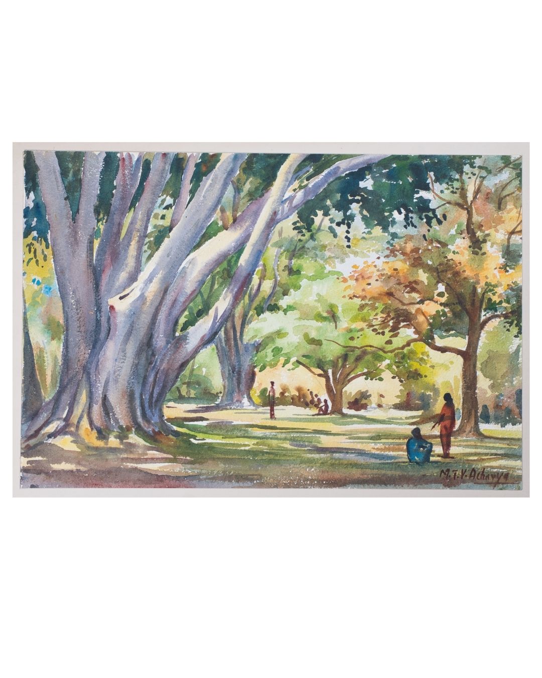 Park Landscape with Banyan Trees